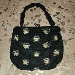 Elegant Black Beaded Handbag